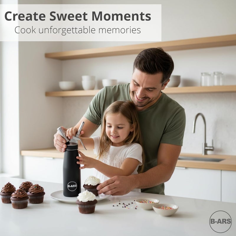 Bars Whipped Cream Dispenser-Professional Dispenser-Whip Cream Dispenser -Whipping Siphon-Whipped Cream Maker-Cream Whipper-Aluminum Whipped Cream Dispenser 500 ml. - Image 3